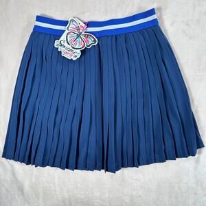 Someone Kids Pleated Skirt 176/16 Navy Blue Elastic Waist Lined New
